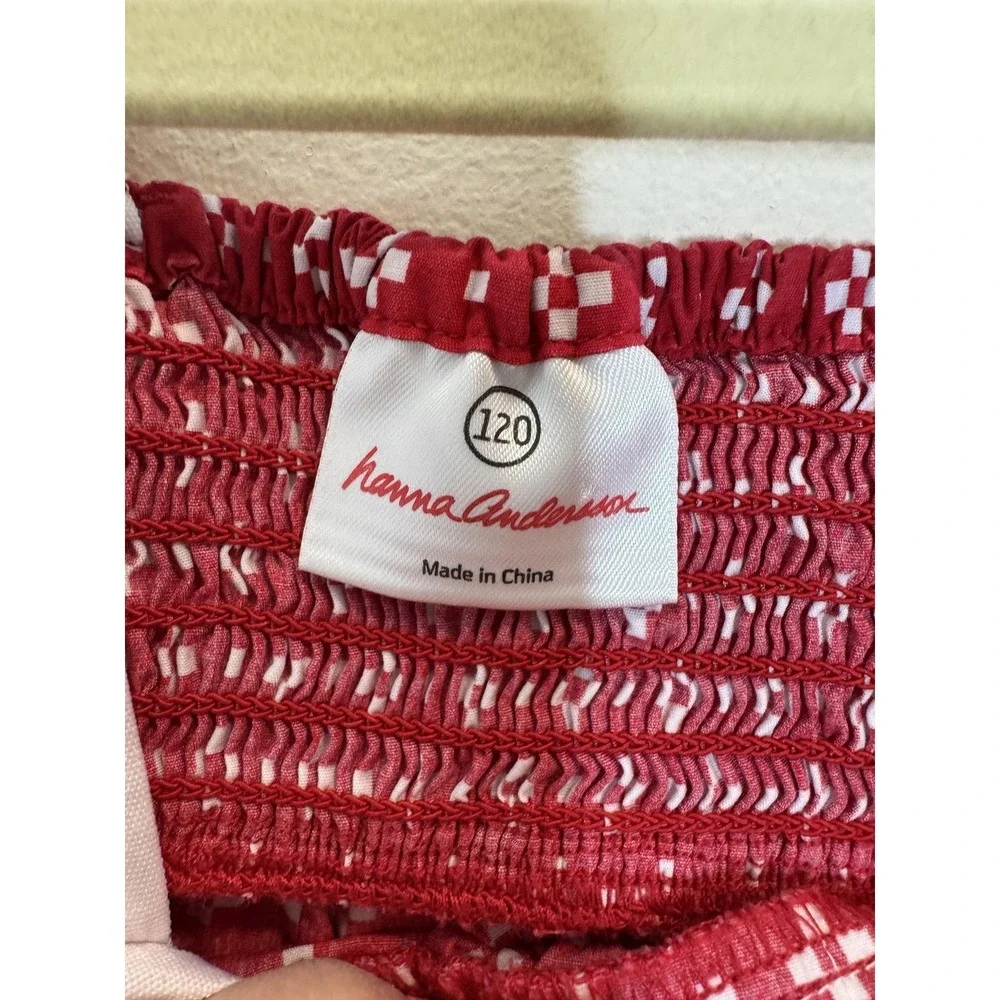 Hanna Andersson Dress Girls‎ 6-7 Years Red Geometric Sleeveless Strappy Sundress